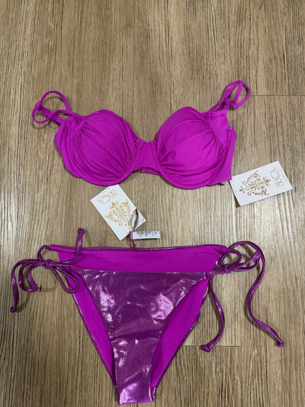 BECCA Shimmer Magenta Two-Piece Bikini Set